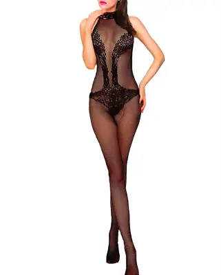 £5.99 • Buy Sexy Fishnet Floral Lingerie Crotchless Body Stocking Bodysuit Catsuit Nightwear