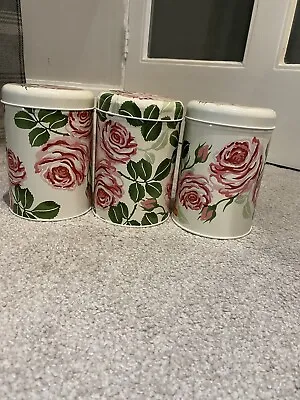£0.99 • Buy Emma Bridgewater “pink Roses” Canister Tea Coffee Sugar Set Immaculate Condition