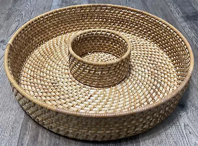 Hand Woven Bamboo Wicker Rattan Chip And Dip Serving Basket 13 Inch • $24.99