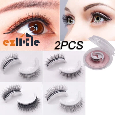 $8.55 • Buy 2PCS Natural Multiple Reversible Reusable Glue Free Self-Adhesive Eyelashes