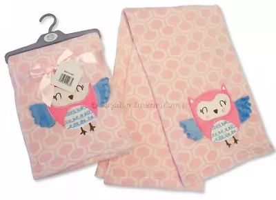 Snuggle Baby Wrap Blanket Super Soft In Pink With White Owl Motif 75 Cm X 100 Cm • £9.99