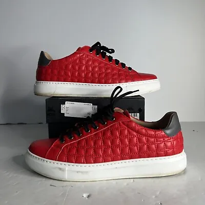 MCM Derby Visetos Low Top Sneakers In Red For Men US 10 • $185