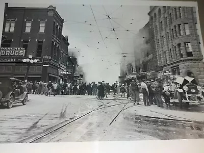 1928 Matted Photo Street View Fire At Quality Cigar House Helena Montana Print • $15.95