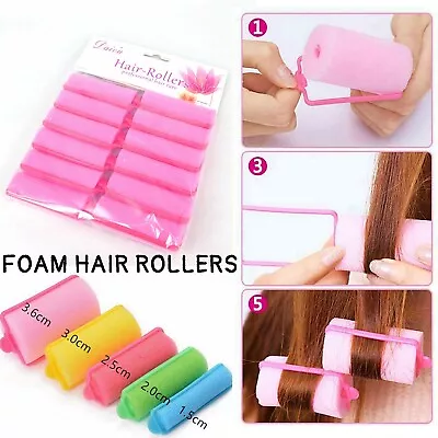 12X Small Large Foam Hair Rollers Sleep In Curlers Curl Wave Styling Soft Sponge • £2.98