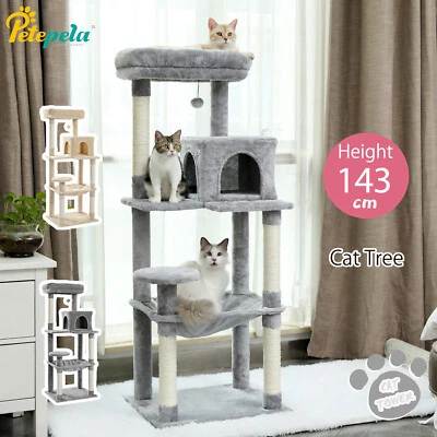 $95.39 • Buy PETEPELA Cat Tree Scratching Post Tower Condo House Cat Scratcher Bed Toys 143cm