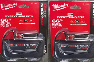 2Packs Milwaukee  18V 48-11-1850 5.0 AH Batteries M18 XC18 48-11-1850 Battery • $89