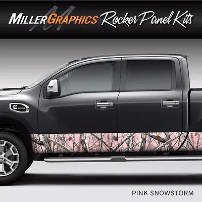 Camo Pink Snowstorm Rocker Panel Graphic Decal Wrap Kit Truck SUV - 4 Sizes • $74.95