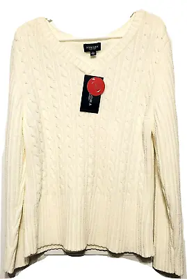 $20.99 • Buy Womens Sonoma Long Sleeve V-Neck Soft Sweater Size XL In Ivory