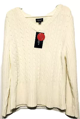 Women's Sonoma Long Sleeve V-Neck Soft Sweater Size XL In Off White • $15.73