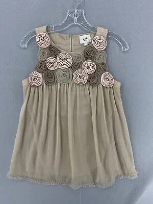 ECI New York Blouse Women’s Small Beige Pink Floral Pleated Sleeveless Zip Tank • $19.99