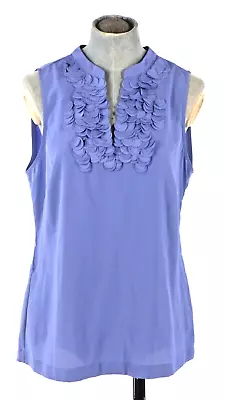 Coast Top Sleeveless Blouse Slit Neck Embellished Purple Blue Elegant S • £6.99