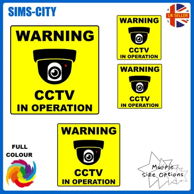 £3.29 • Buy Warning Cctv In Operation Camera Taxi Uber Self Adhesive Sticker Sign Wcctv1