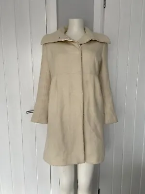 DEBENHAMS Petite Collection Womens Size 10 White Coat Tweed Button Cocoon Style • £9