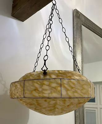 Vintage Art Deco Amber Flycatcher Glass Plafonnier Ceiling Light • £225