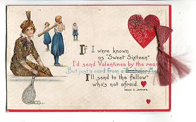 Vintage Valentine Postcard Tennis & Baseball • $4.99