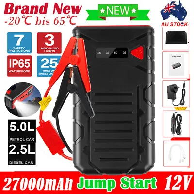 Car Jump Starter 27000mAh 12V Lithium Battery Booster Pack Power Bank Emergency • $43.99