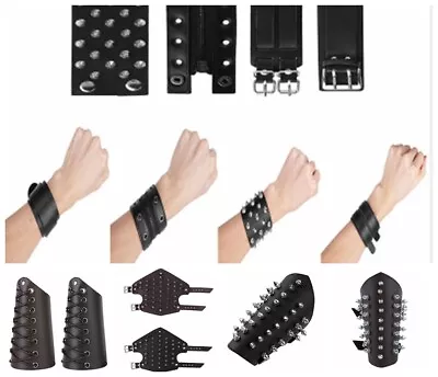 Men Women Spikes Gauntlet Wristband Punk Rock Armor Cuff Bracers Straps Armband • £12.42