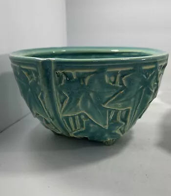 Vintage McCoy  Hanging Jardiniere Ivy & Berries Turquoise Blue Green 6.5” X 3.5 • $35.99