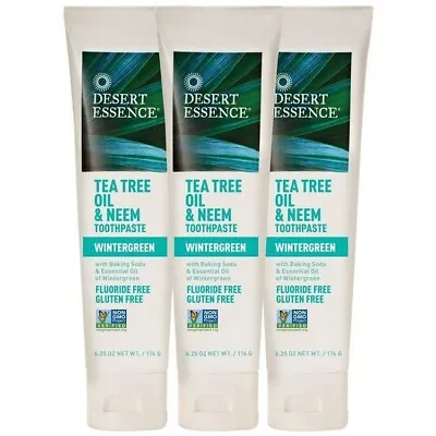 £19.95 • Buy Desert Essence Natural Tea Tree Oil And Neem Toothpaste  - 3 PACKS LOT
