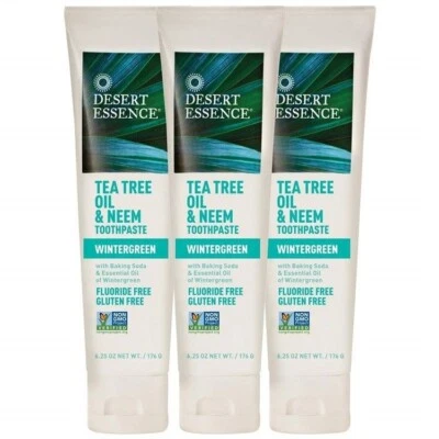 £19.95 • Buy Desert Essence Natural Tea Tree Oil And Neem Toothpaste  - 3 PACKS LOT
