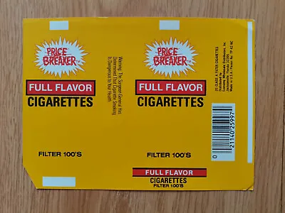 Opened Empty Cigarette Soft Pack--100mm-USA-Price Breaker • $1.60