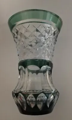 Val Saint Lambert Crystal Clear Green Cut  5  Vase Signed • $149