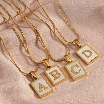 26 Letters A-Z Initial Shell Pendant Necklace Snake Chain Women Men Jewelry Gift • $1.68