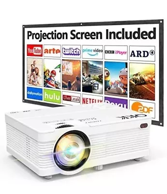 QKK Mini Projector Bluetooth With Screen 6500 Lumens Mini Projector 1080P... • £43.99