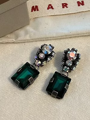 NIB Marni Emerald Green Clip On Earrings Super Rare Unique Made In Italy $590 • $490