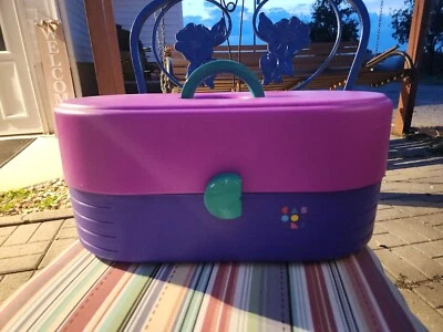 $15.99 • Buy Vintage Caboodles Makeup Storage Case Teal/Purple/Magenta Mirror 1990s 