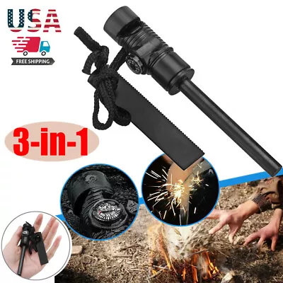 $6.99 • Buy Fire Starter Flint Steel Striker Ferro Rod Waterproof Firesteel Camping Lighter
