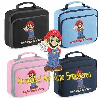 Personalised Embroidered Super Mario Lunch Bag Insulated School Dinner Box&Name • £18.49