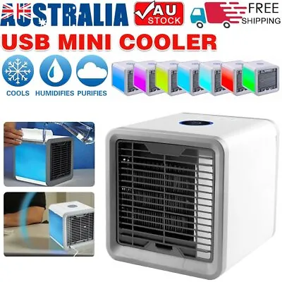 $14.09 • Buy NEW Portable Mini Air Conditioner USB LED Indoor Cooling Desktop Cooler Fan