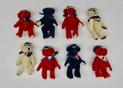 Mini Jointed Teddy Bear Lot Of 8 Red White Blue Patriotic July 4th 3.5  Plush • $24.99