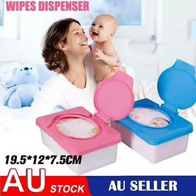 Baby Wet Wipes Storage Box Wipes Dispenser Holder Tissue Case With Lid Dustproof • $13.02