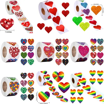 500X Heart Love Valentine's Wedding Stickers Labels Business Gift Packing 2 Size • £7.07