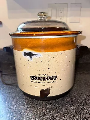 Rival Crock-Pot 3150 Slow Cooker W/ Glass Lid Granite Marble Brown/orange Tested • $19.99