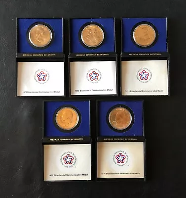 1972-76 Bicentennial Commemorative Medals In Display Boxes SET OF 5 • $35