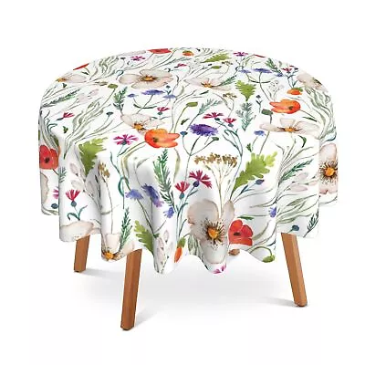 UIUPRO Wildflowers Round Table Cloth 60 InchGreen Herbs Floral Tablecloth Wat... • $27.56