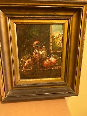 Very Old Painting Of A Monkey / Frame Done In Gold Leaf Half Of A Signature.... • $49.95