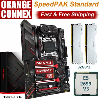 X99 MR9A Motherboard LGA 2011-3 + E5-2699 V3 CPU 64GB DDR4 2133MHz RAM Combo Kit • $337.96