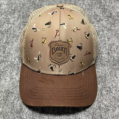 Eddie Bauer Sport Shop Fly Fishing Trucker Brown Cap Hat Snapback • $19.77