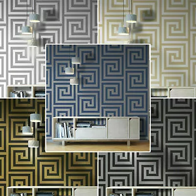 £11.82 • Buy Debona Athena Greek Key Metallic Glitter Crystal Shimmer Wallpaper All Colours