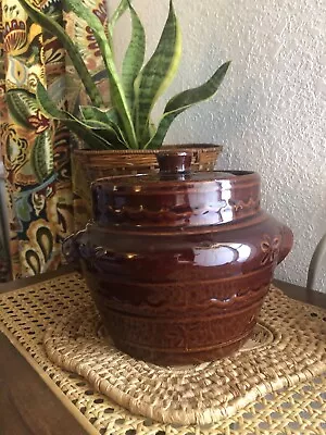 Vintage Marcrest Daisy Dot Stoneware Bean Pot With Lid Oven Proof USA Mar-Crest • $33