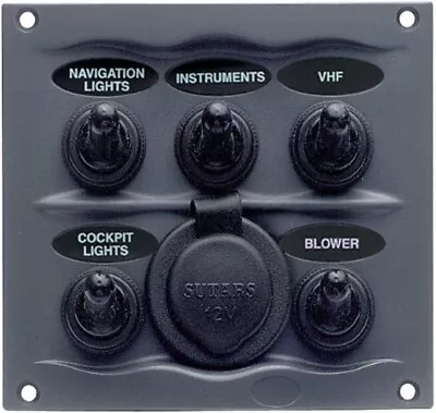 BEP Marine / Marinco Waterproof Electrical 5 Switch Fused Panel With 12v Outlet • $39.95