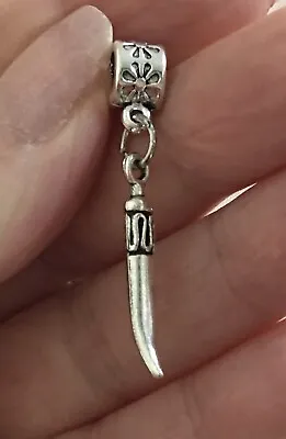 Dagger Charm Slider Silver Pendant For Necklace Or European ￼Snake Bracelet • $10.95