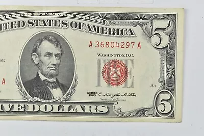 Crisp 1963 Red Seal $5 United States Note - Better Grade *678 • $9.50