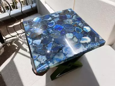 Blue Agate Square Coffee Table Center Agate Living Room Furniture Home Decor • $876