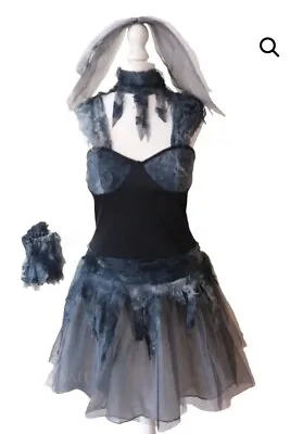 Grey Gothic Ghost Bride Zombie Vampire Halloween Fancy Dress 16 New Book Day • £15.99