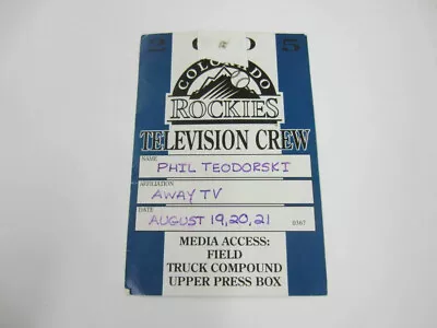 #252 COLORADO ROCKIES Television Crew 2005 Away TV Press Pass Media Credential • $9.99